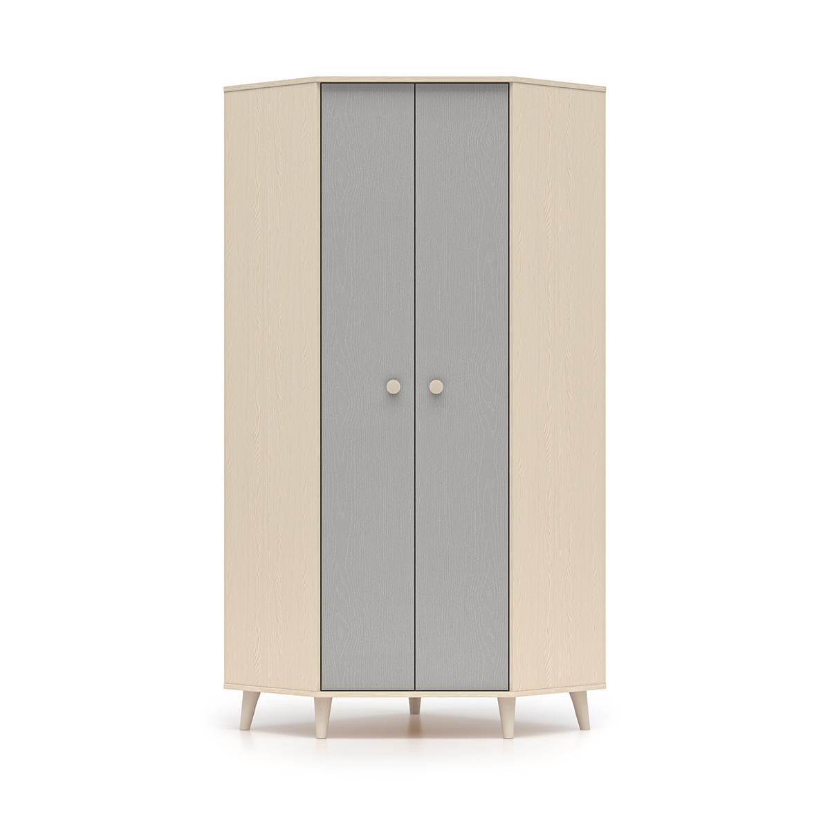 Armoire d\'angle 2 portes Alycia Beige et Gris