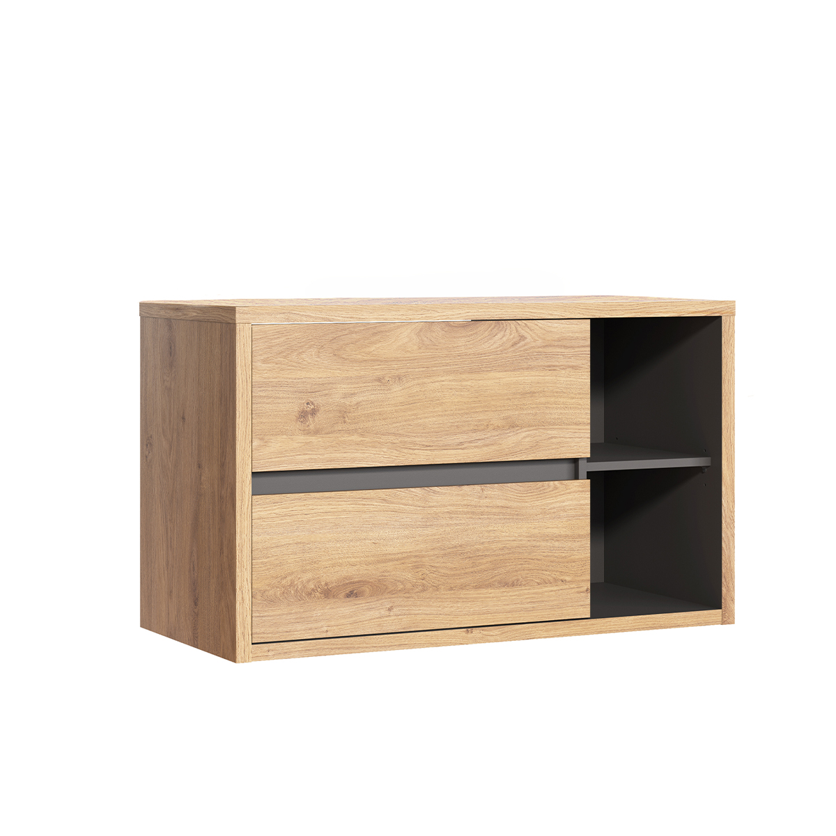 Meuble sous-vasque 100cm plan de toilette Rigel Bois et Anthracite