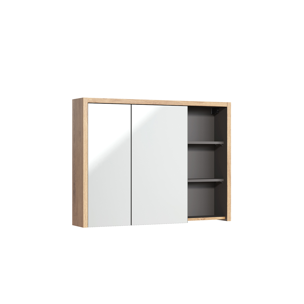 Miroir armoire murale 100 cm Rigel Bois et Anthracite