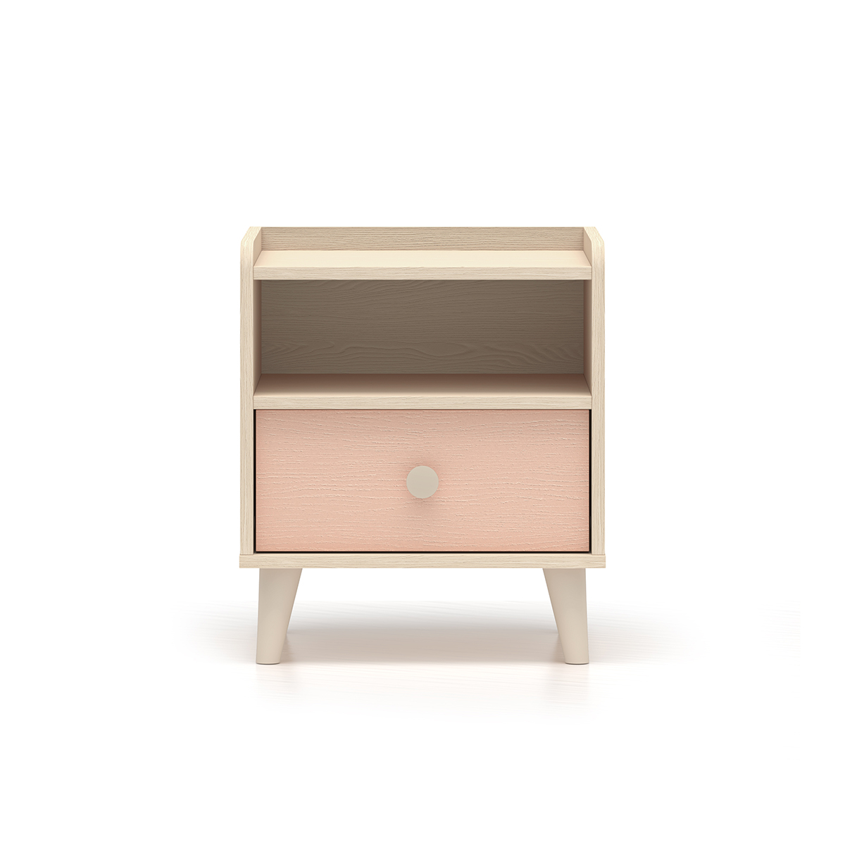 Chevet 1 tiroir Alycia Beige et Rose