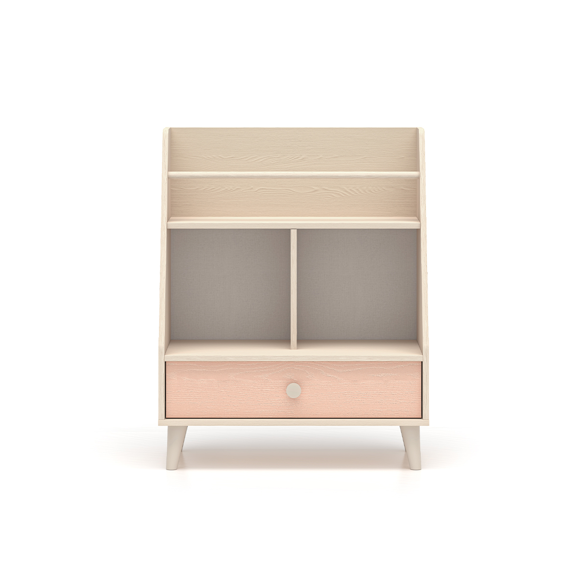 Petite bibliothèque 1 tiroir Alycia Beige et Rose