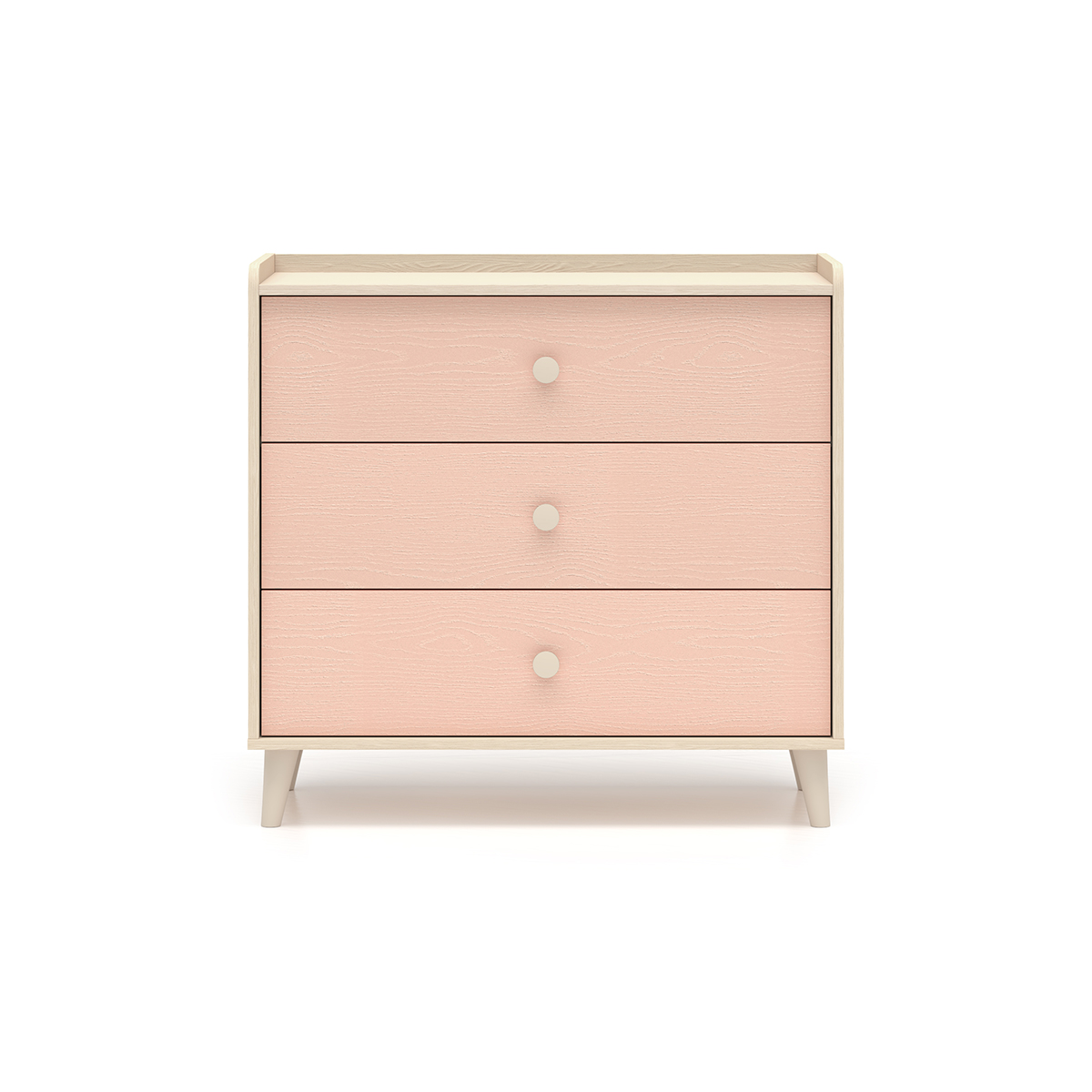 Commode 3 tiroirs Alycia Beige et Rose