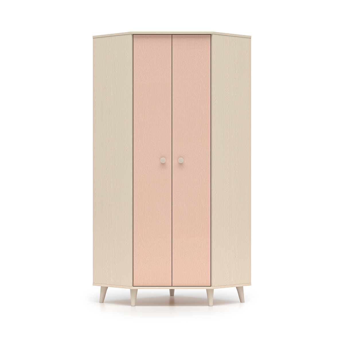 Armoire d'angle 2 portes Alycia Beige et Rose