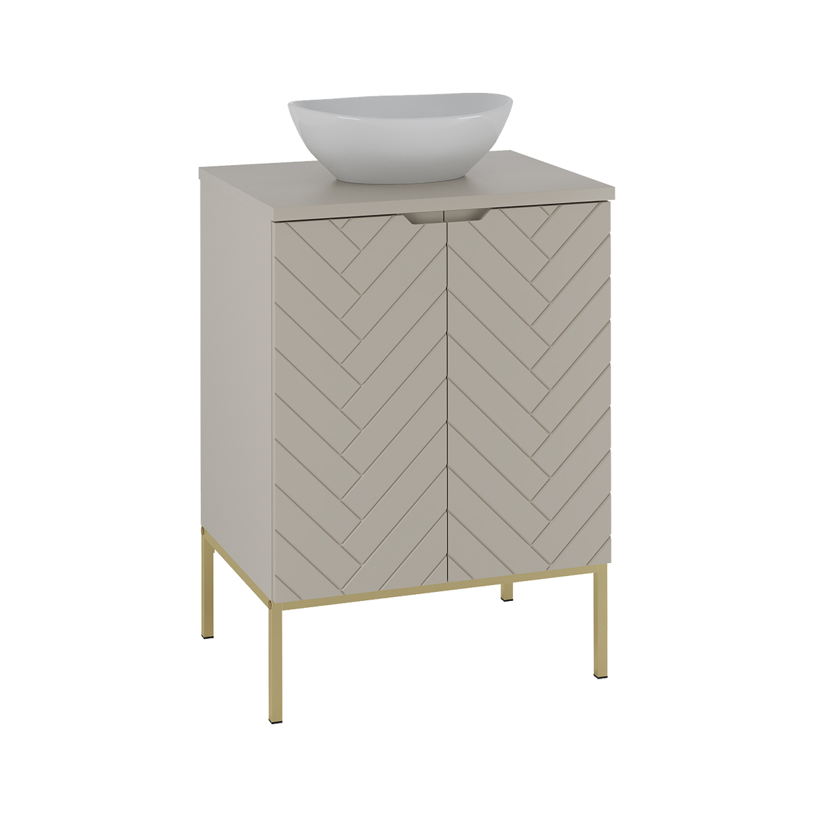 Meuble simple vasque 60cm 2 portes sur pieds Daria Cachemire