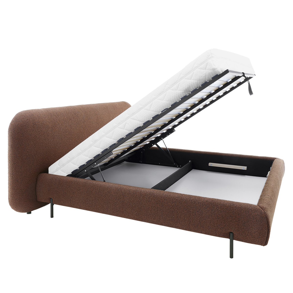 Lit coffre 160x200 sommier inclus Tobias Brique