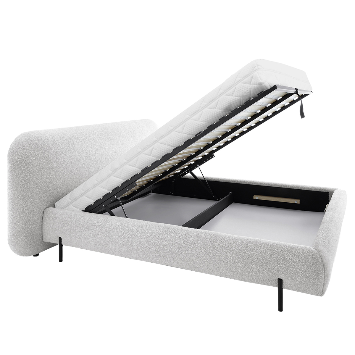 Lit coffre 180x200 sommier inclus Tobias Gris clair