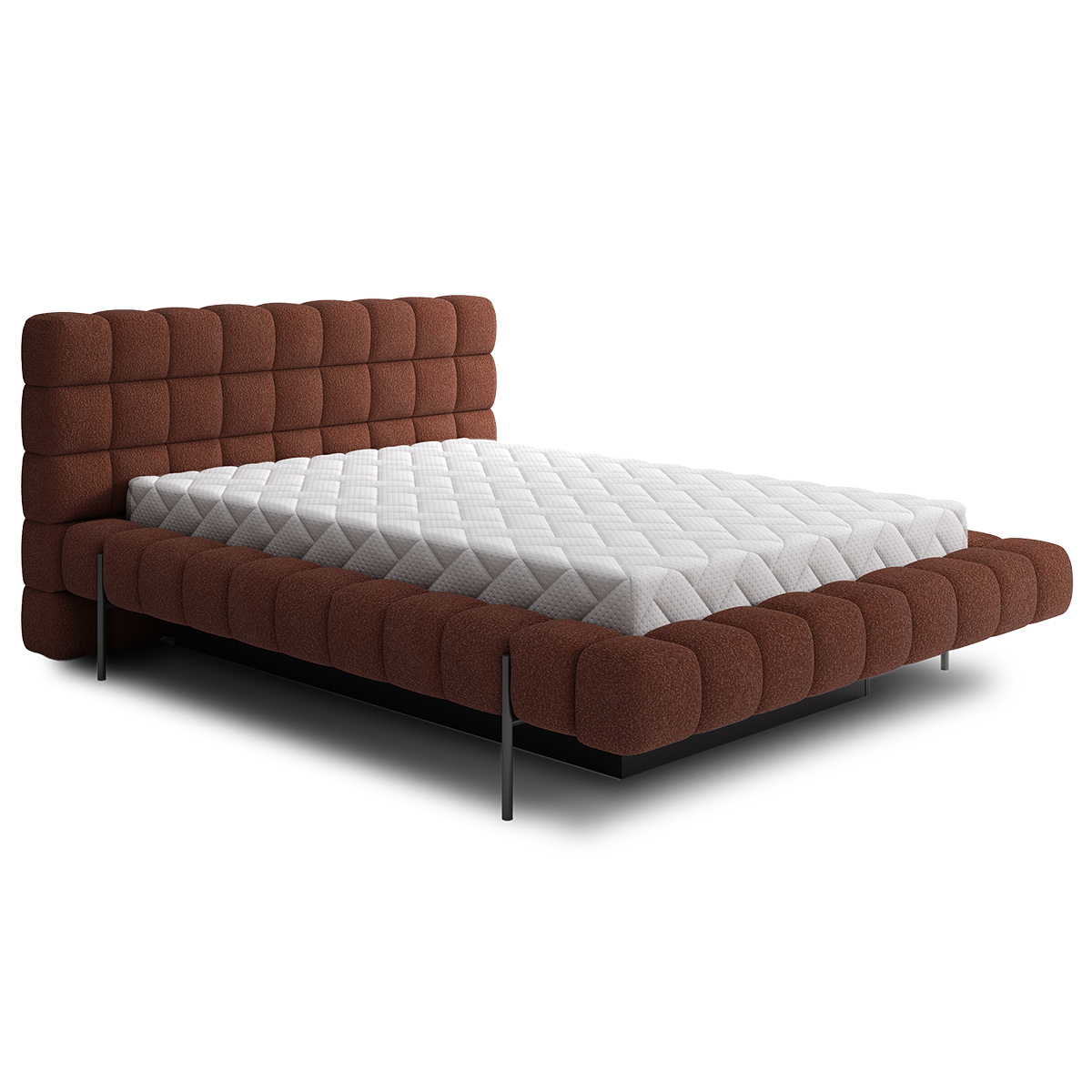 Lit coffre 180x200 sommier inclus Ezio Brique