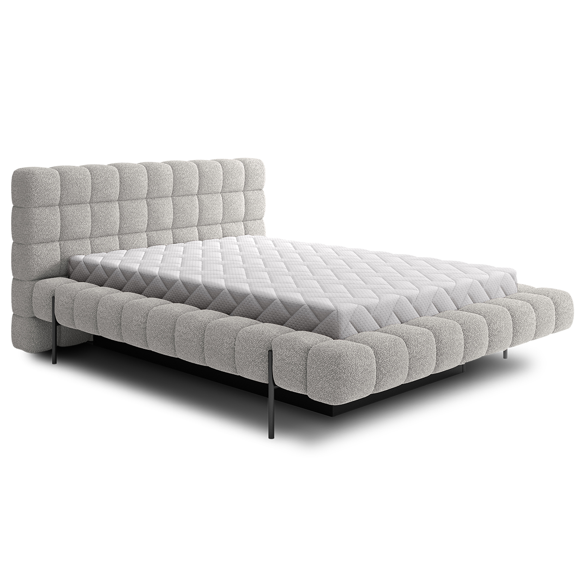 Lit coffre 180x200 sommier inclus Ezio Gris clair