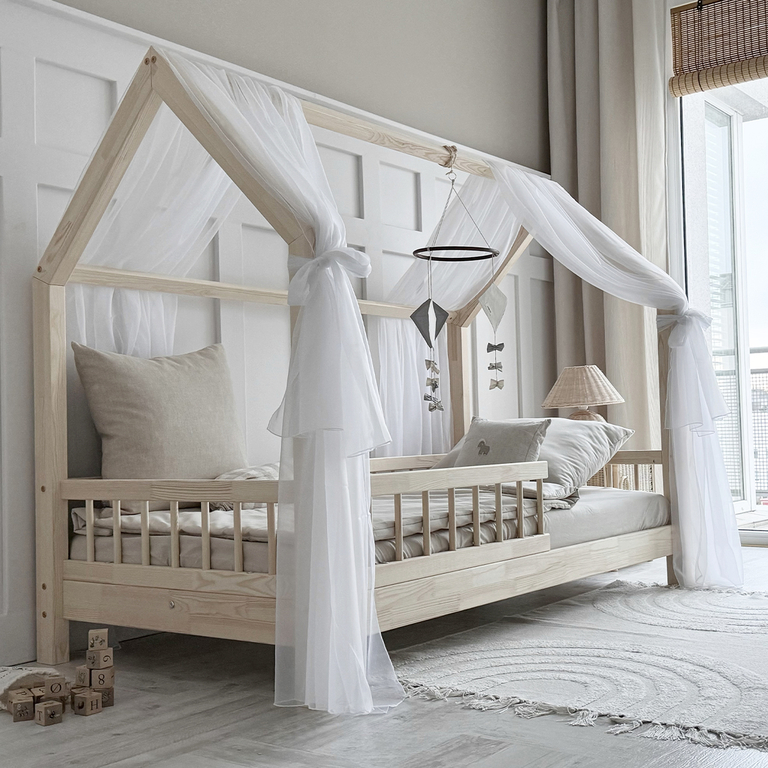 Ciel de lit en tulle double pour 70x140 Blanc