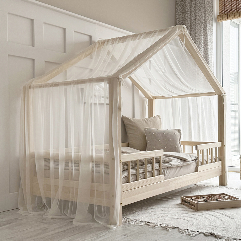 Ciel de lit en tulle pour 90x200 Ecru