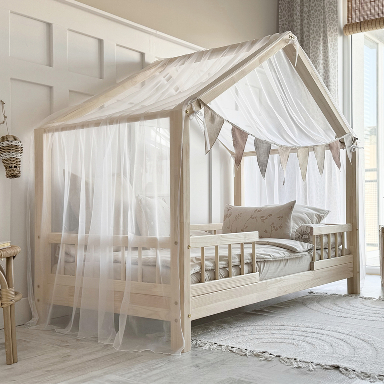 Ciel de lit en tulle pour 70x140 Blanc