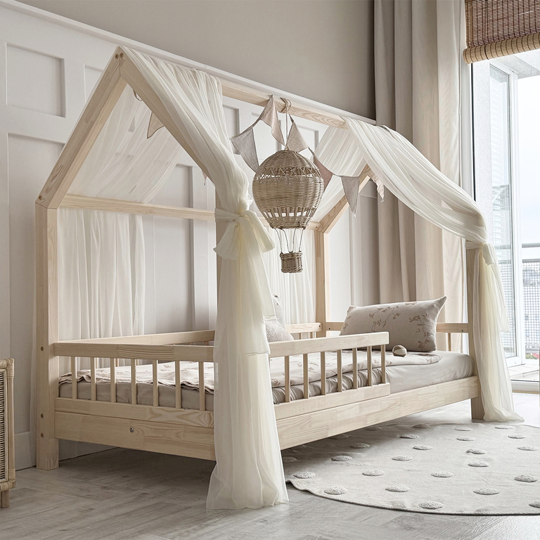 Ciel de lit en tulle double pour 90x190 Ecru