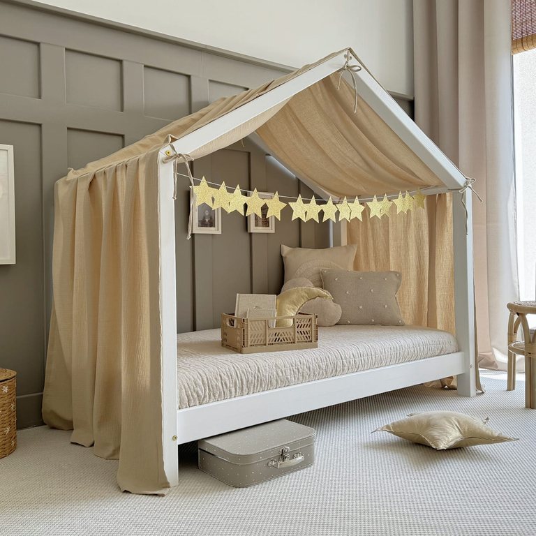 Ciel de lit en mousseline pour 90x200 Beige