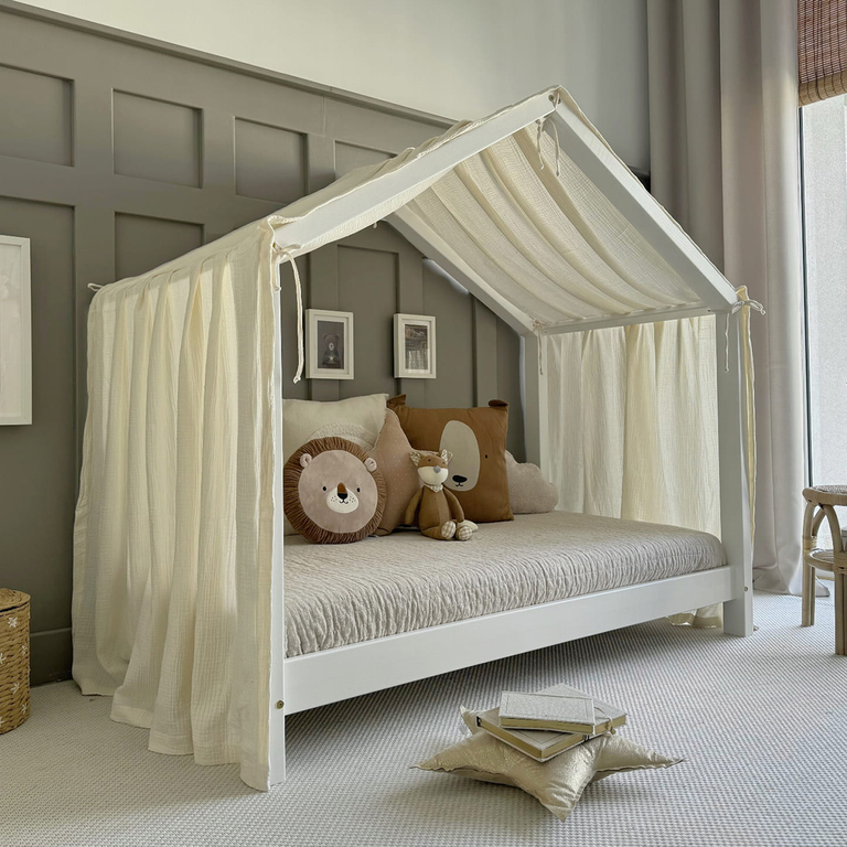 Ciel de lit en mousseline pour 70x140 Ecru