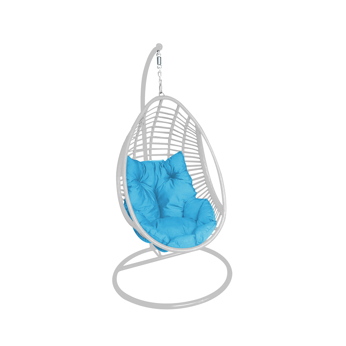 Fauteuil de jardin suspendu avec structure Santorin Blanc et coussin Bleu
