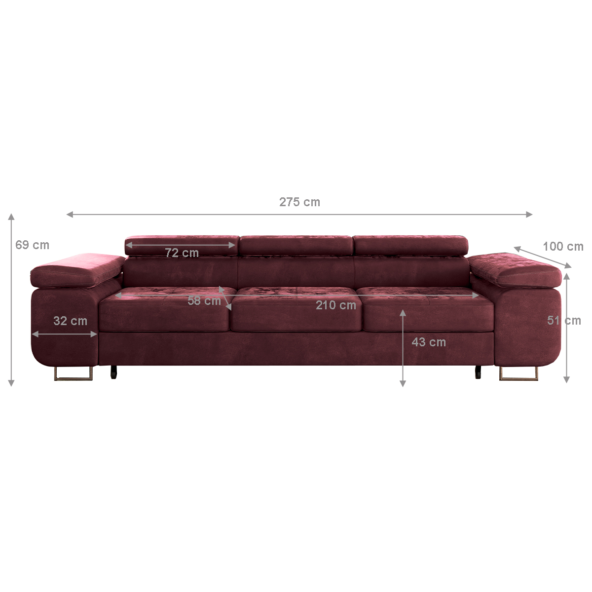 Canapé_convertible_3_places_Wilson_velours_Bordeaux_4