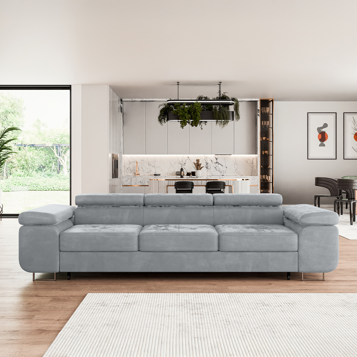 Canapé_convertible_3_places_Wilson_velours_Gris_2