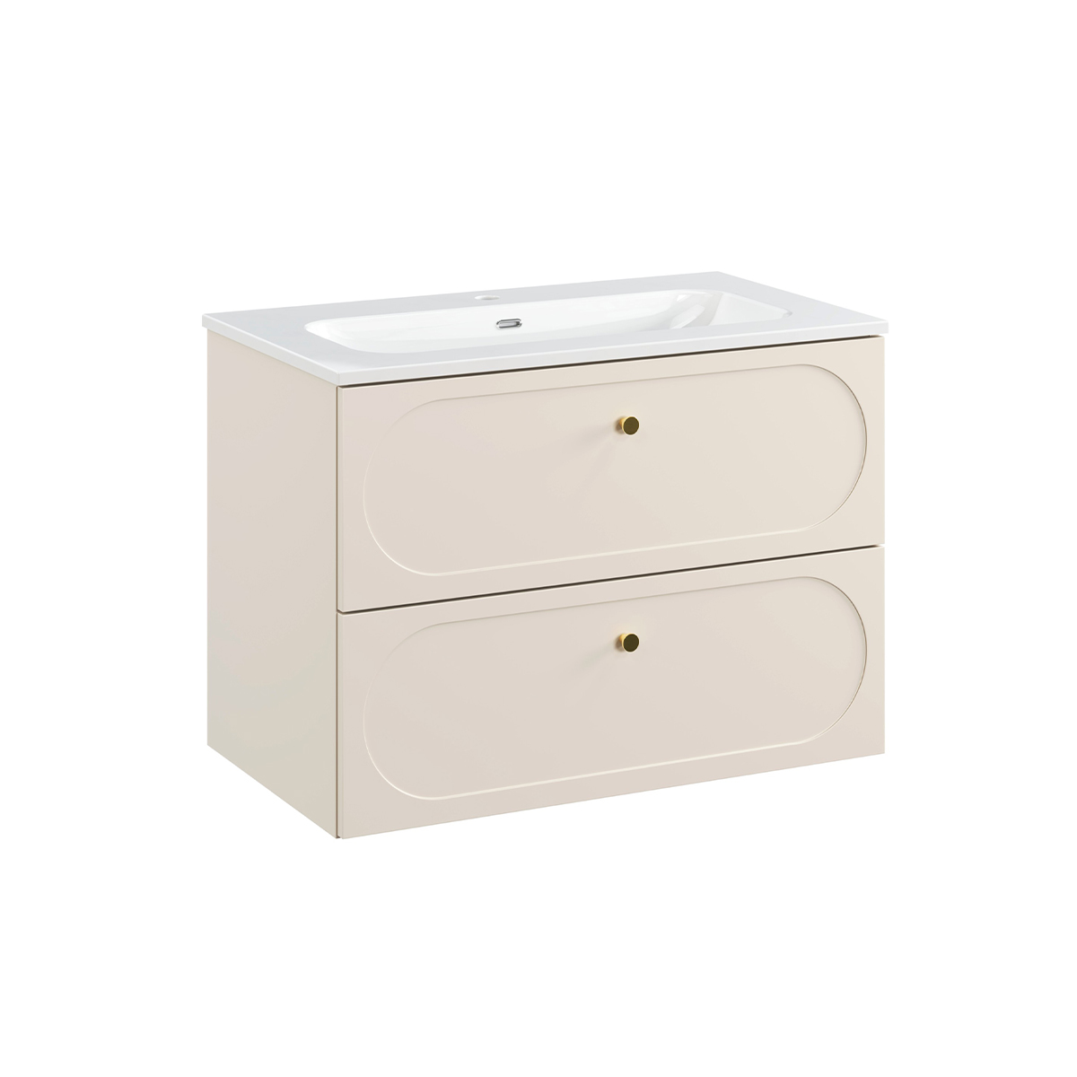 Meuble simple vasque encastrée 80cm Sanae Beige sable
