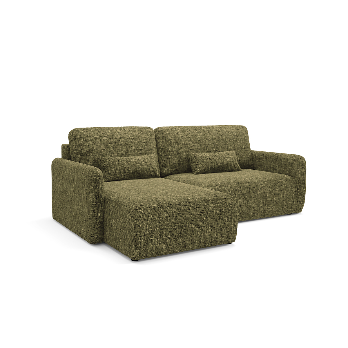 Canapé d\'angle réversible et convertible 3 places avec coffre Lazare Vert