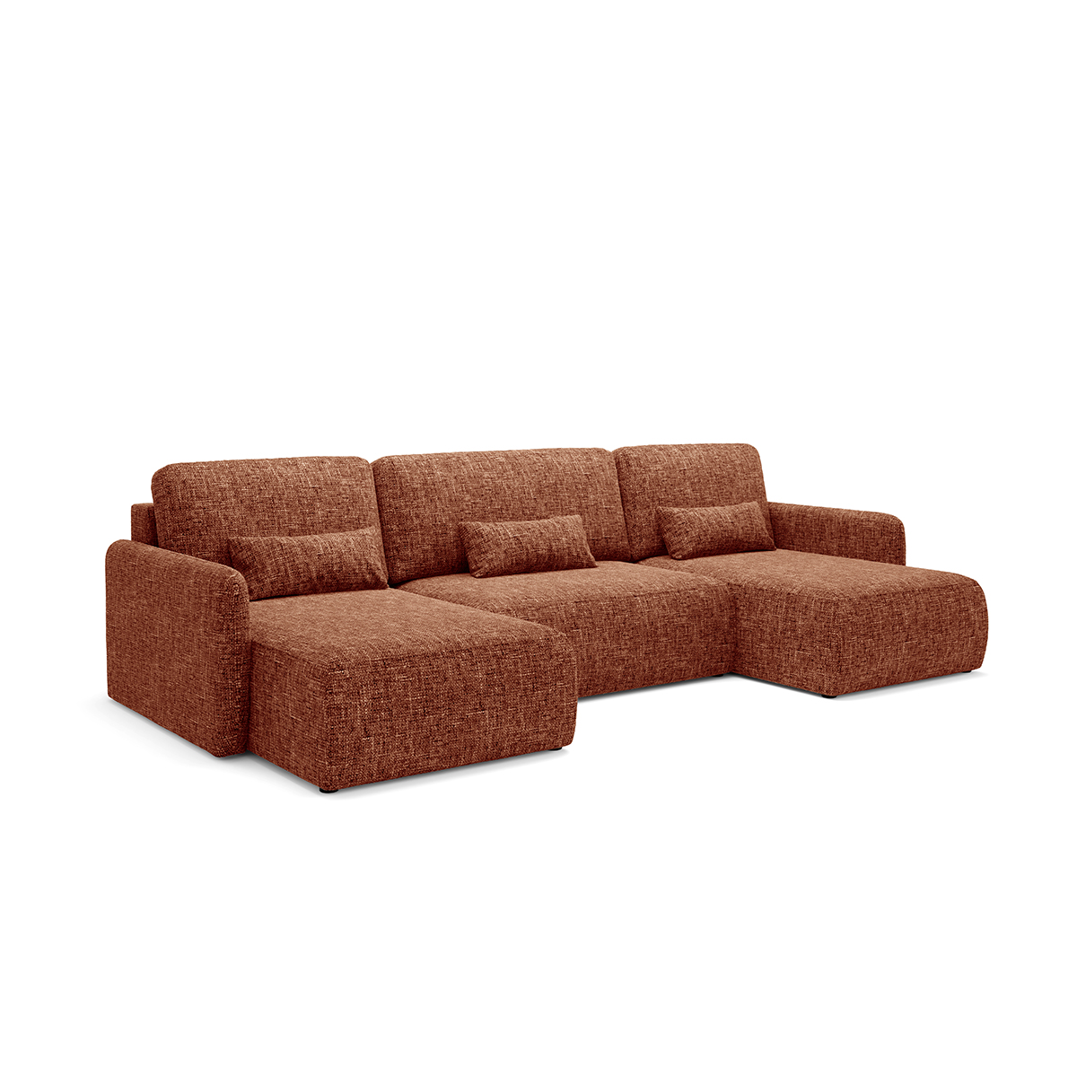 Canapé U convertible 4 places avec coffre Lazare Terracotta