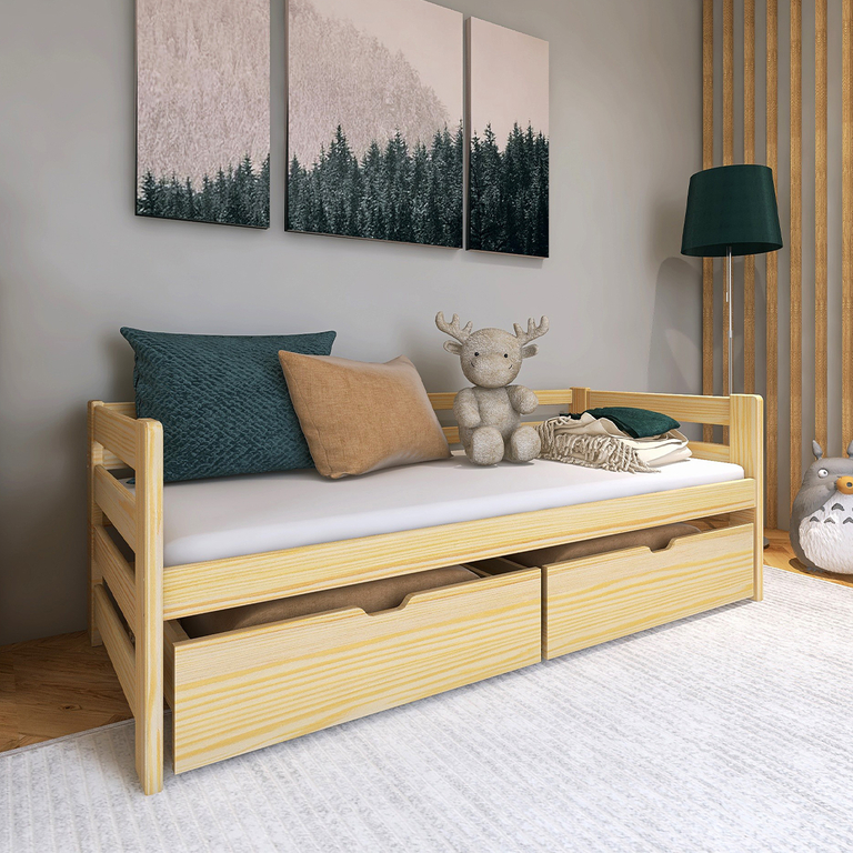 Lit 90x200 sommier et tiroirs inclus Erwan Bois