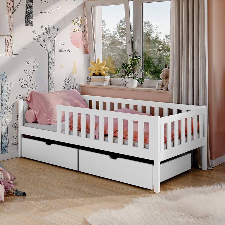 Lit 90x190 sommier et tiroirs inclus Antoine Blanc