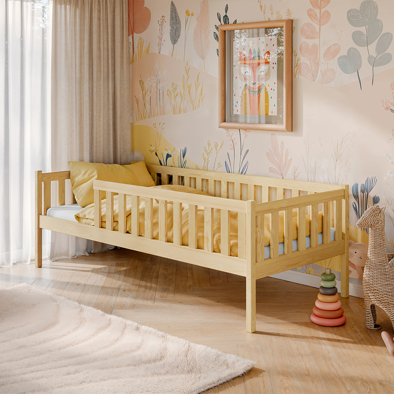 Lit 90x190 sommier inclus Aliénor Bois