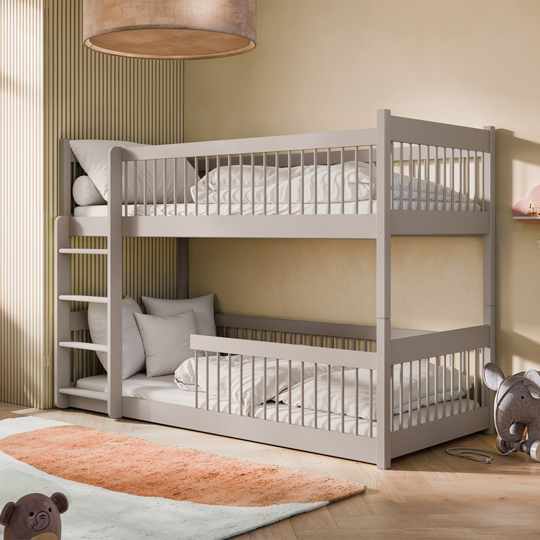 Lit superposé 90x200 au sol sommiers inclus Marion Cachemire