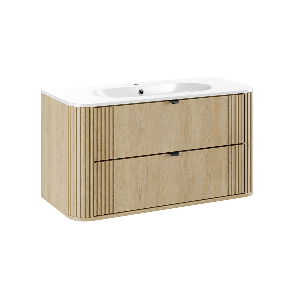 Meuble simple vasque encastrée 100cm Mila Bois