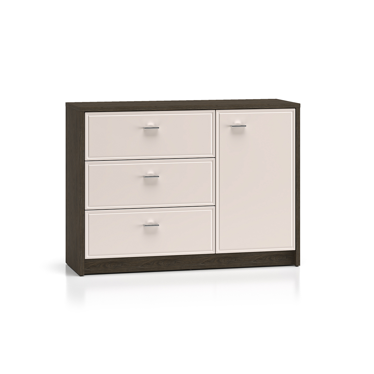 Buffet 1 porte 3 tiroirs Kaius Cachemire et Bois foncé