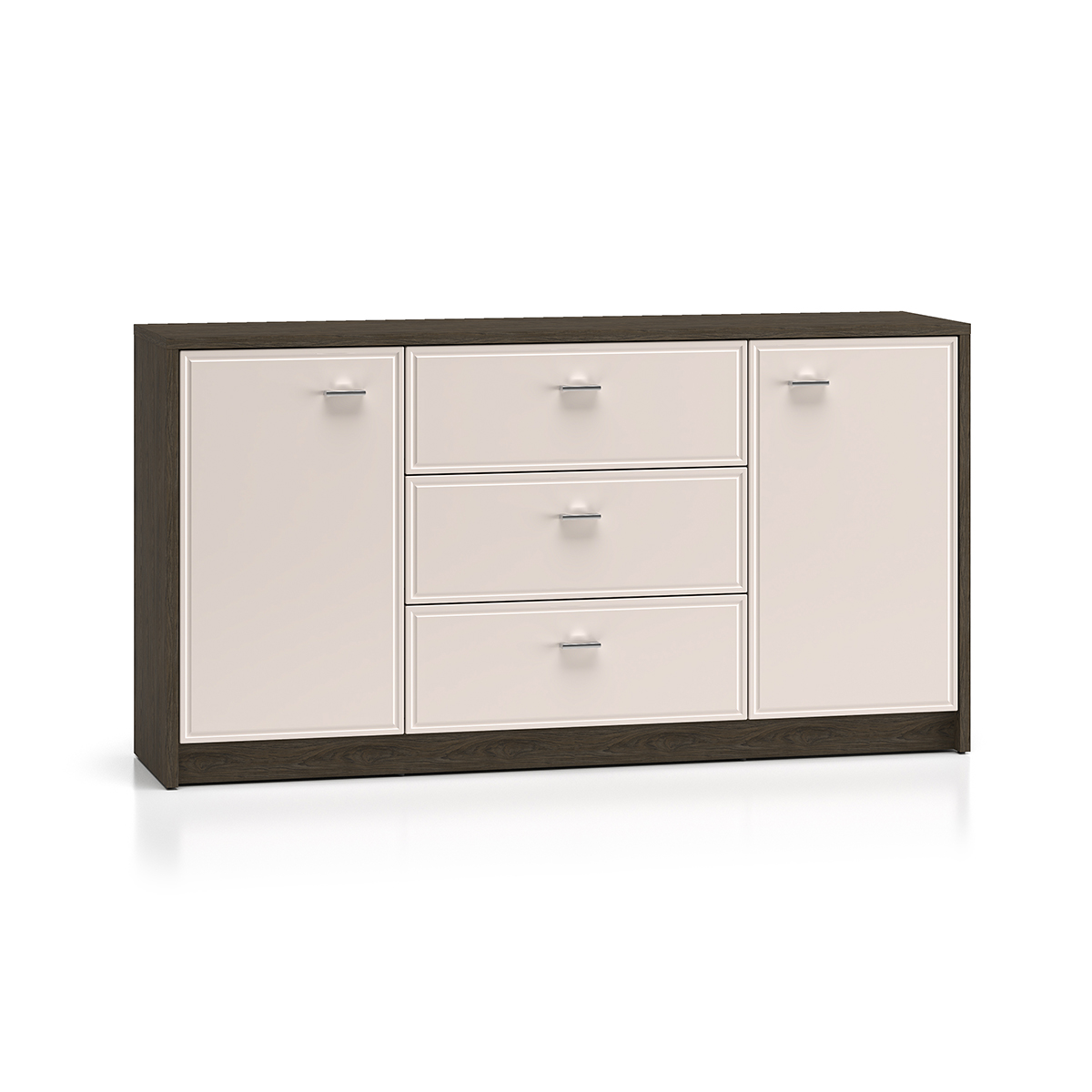 Buffet 2 portes 3 tiroirs Kaius Cachemire et Bois foncé