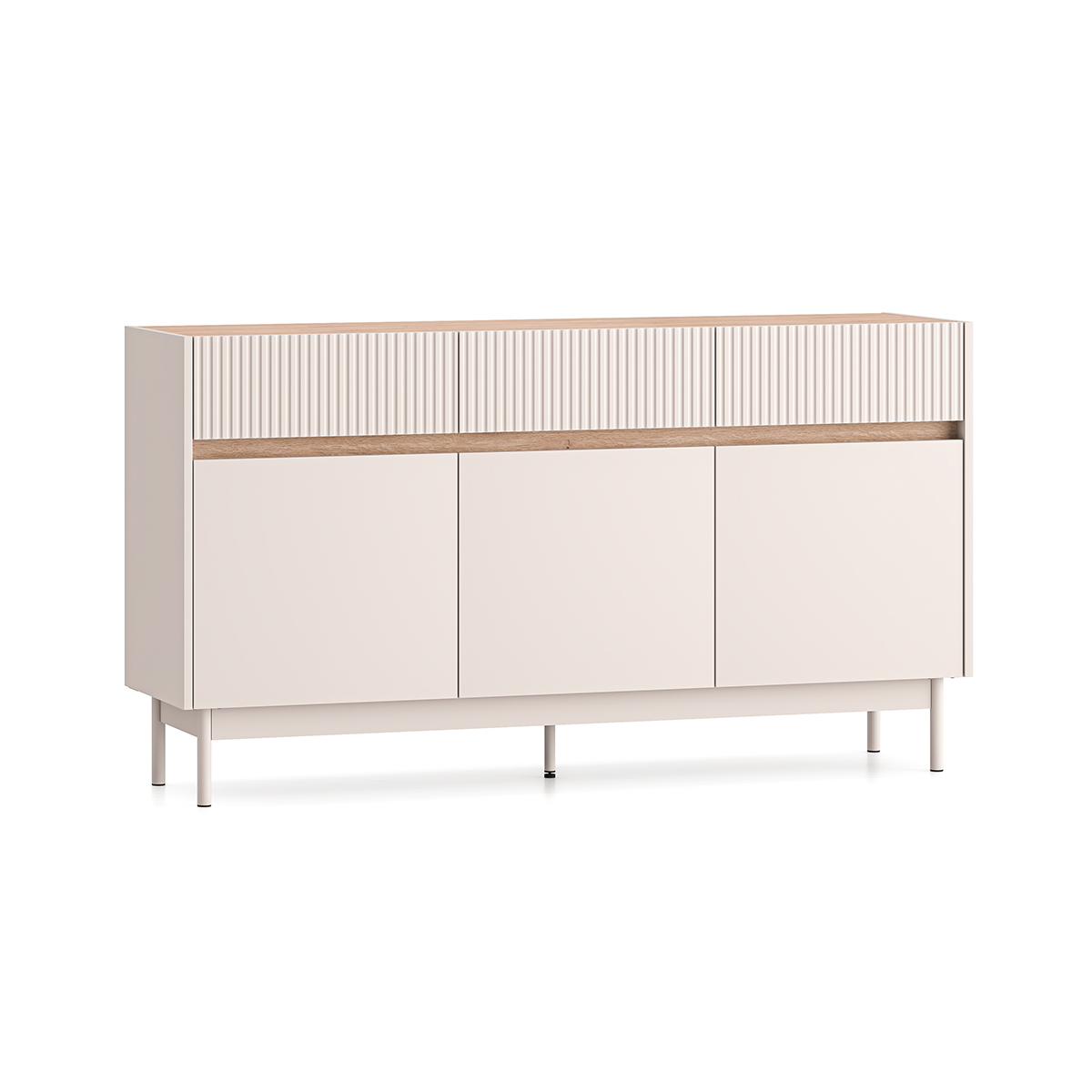 Buffet 3 portes 3 tiroirs Connie Cachemire et Bois