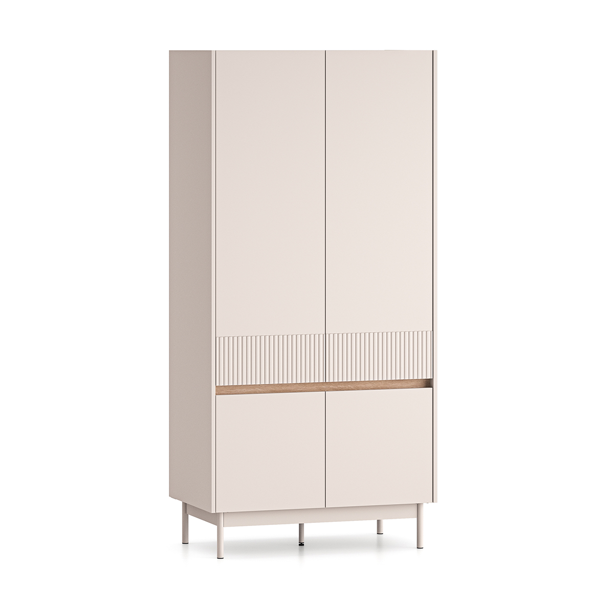 Armoire 4 portes Connie Cachemire et Bois