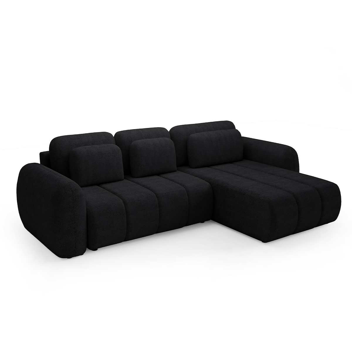 Canapé d\'angle réversible et convertible 3 places avec coffre Cesar Noir
