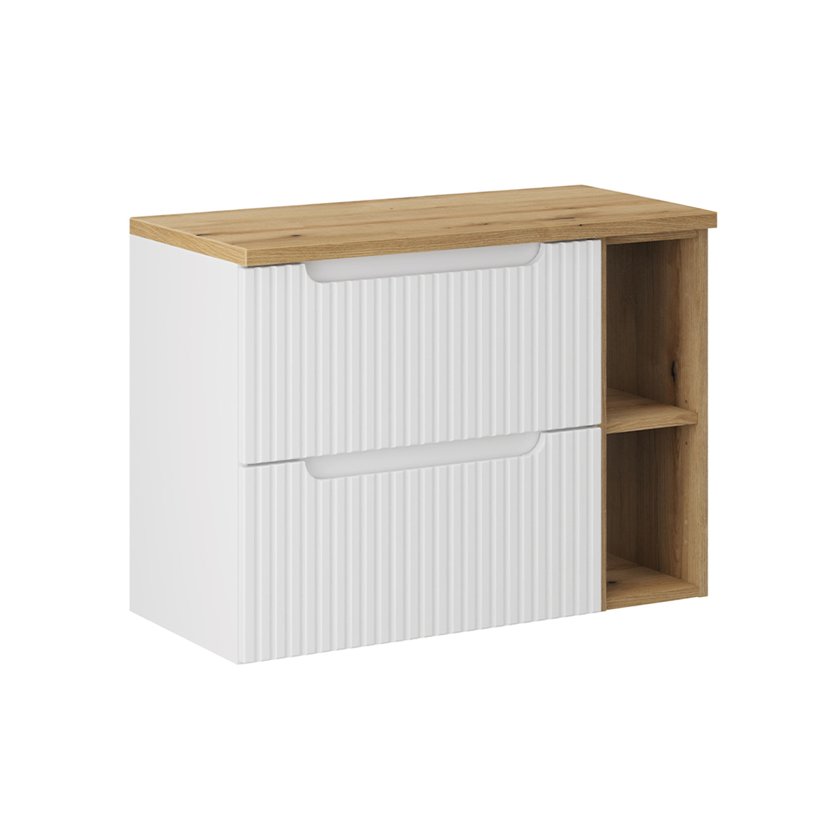 Meuble sous-vasque 80cm 2 tiroirs 2 niches Riva Blanc et Bois