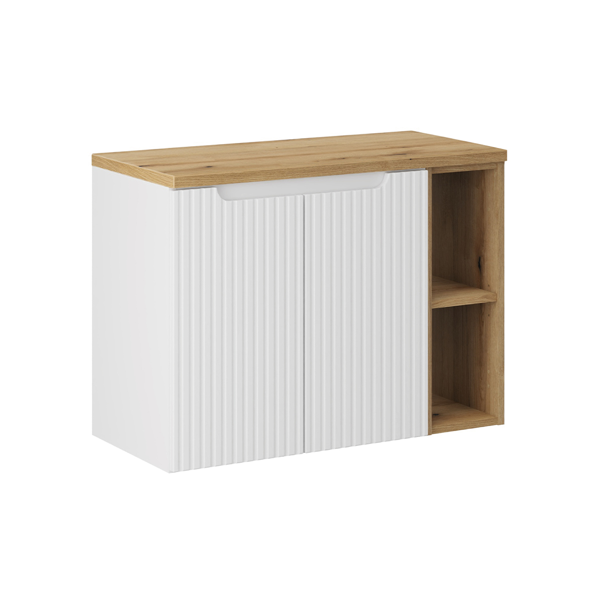 Meuble sous-vasque 80cm 2 portes 2 niches Riva Blanc et Bois
