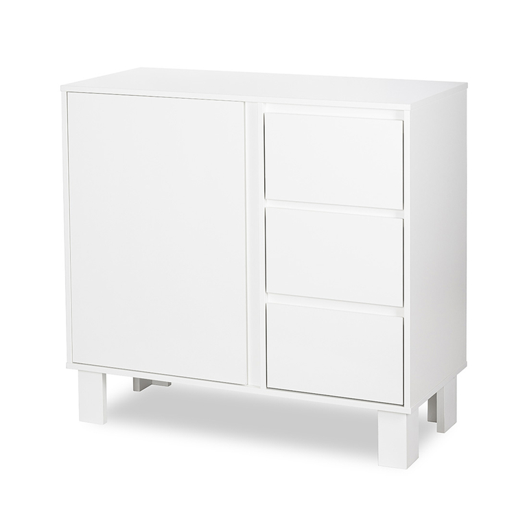 Commode 3 tiroirs 1 porte Littlesky by Klups Olivia Blanc