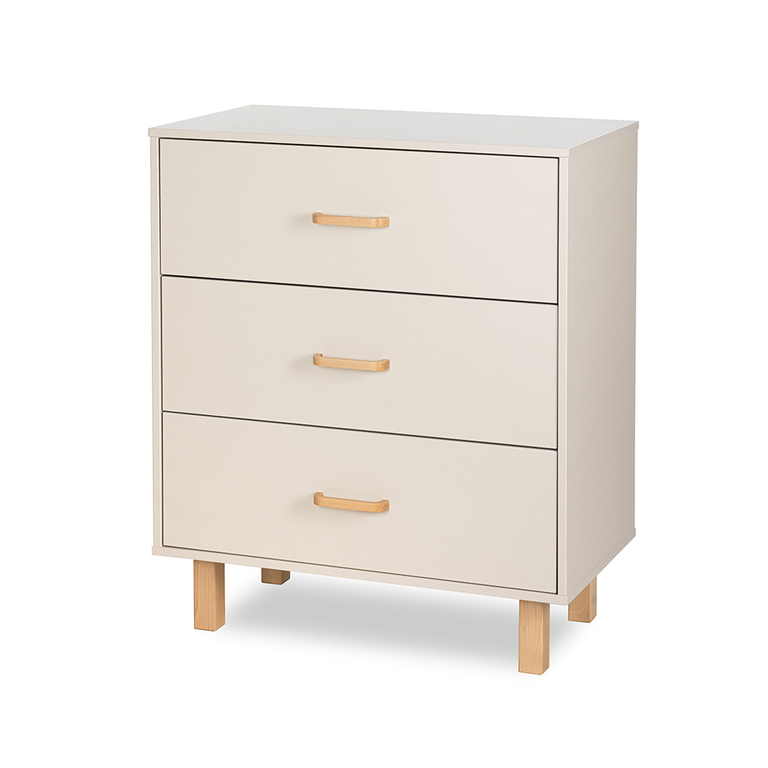 Commode 3 tiroirs Littlesky by Klups Laura Champagne et Bois