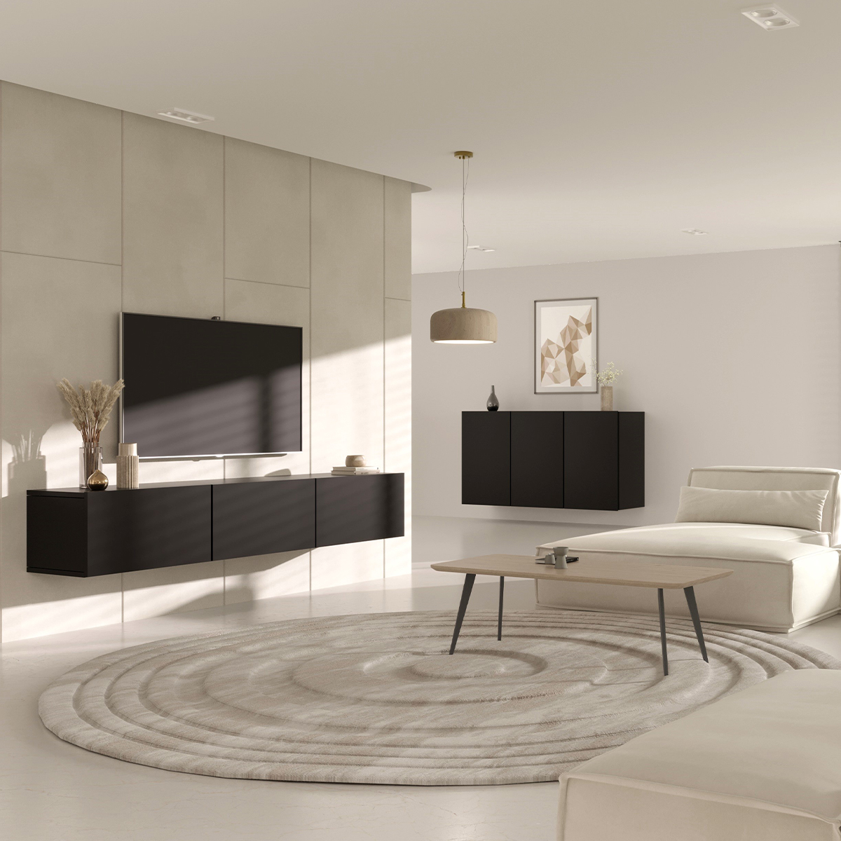 idao noir meuble tv 3 portes 6