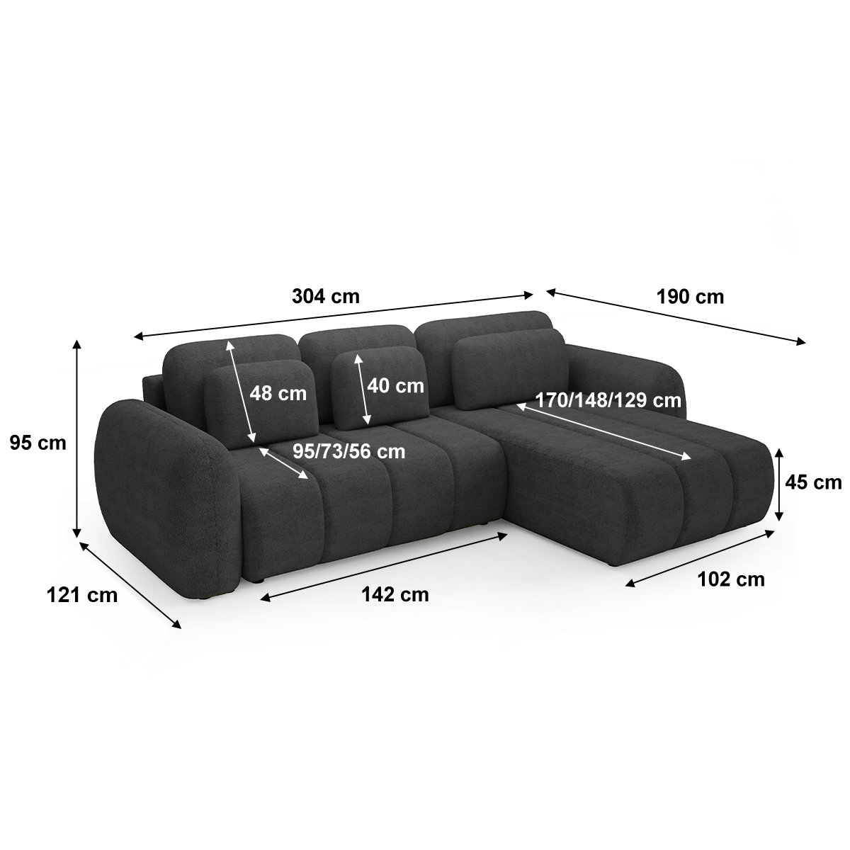 Canapé_angle_convertible_reversible_3_places_avec_coffre_Cesar_Gris-foncé_dimensions