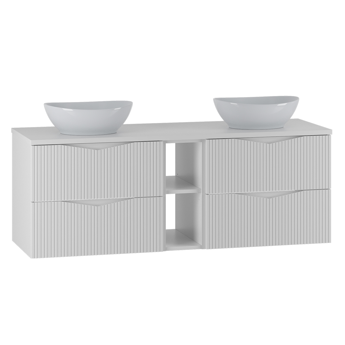 Meuble double vasque 140cm 2 niches Tao Blanc