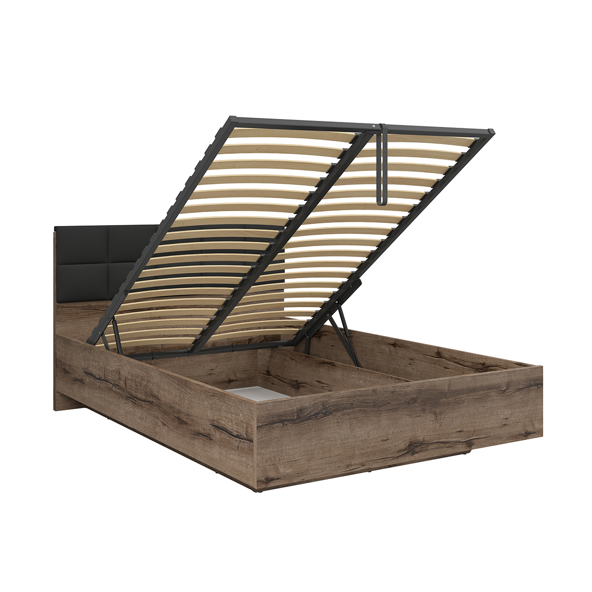 Lit coffre 140x200 sommier inclus Romane Bois