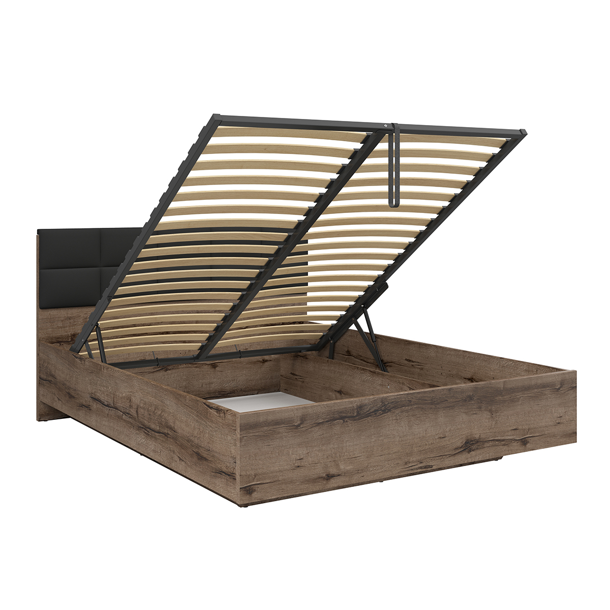 Lit coffre 160x200 sommier inclus Romane Bois