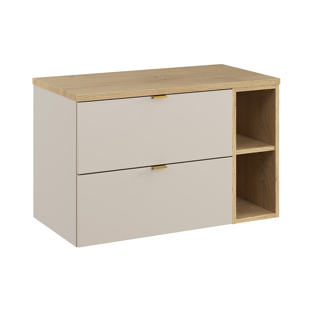 Meuble sous-vasque 80cm 2 niches Azel Cachemire et Bois