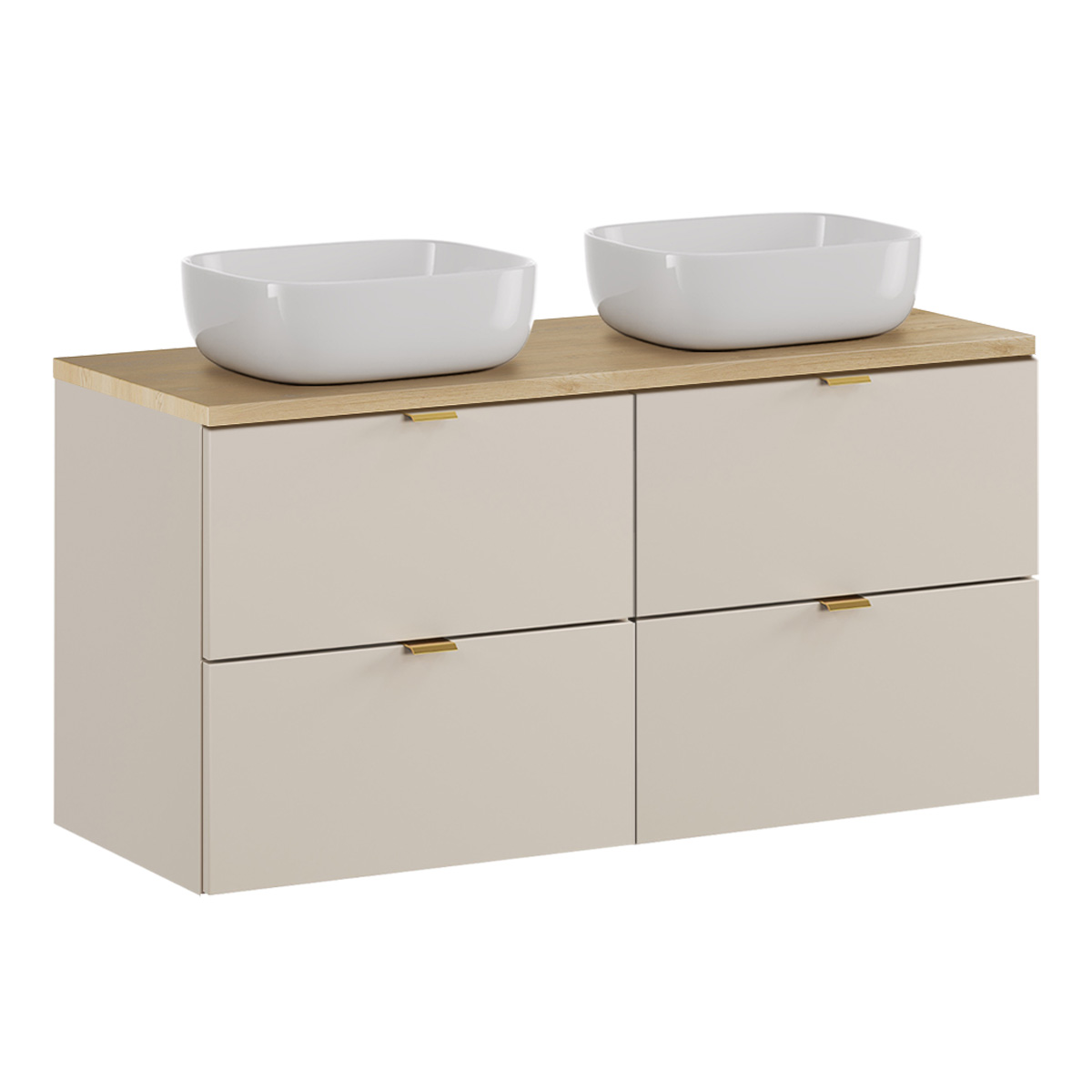 Meuble double vasque 120cm Azel Cachemire et Bois