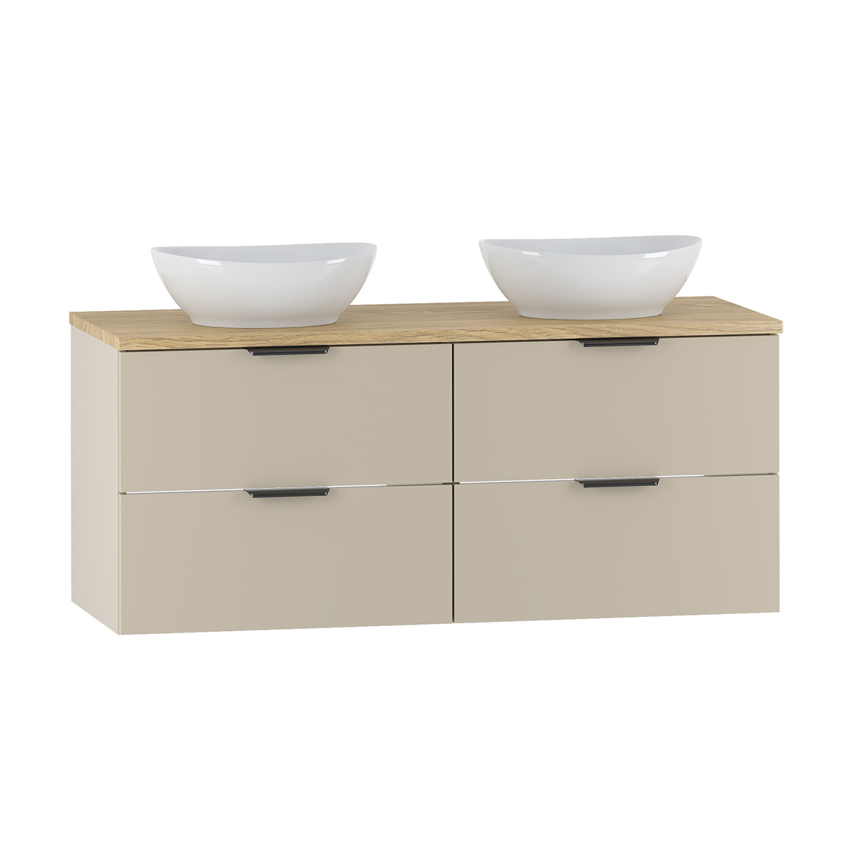 Meuble double vasque 120cm Astrid Cachemire et bois
