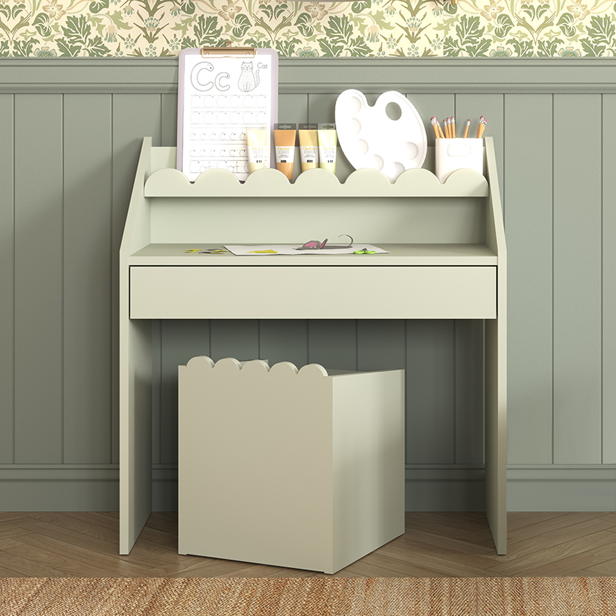 Bureau 1 tiroir avec chaise Bellamy Book Nook Vert
