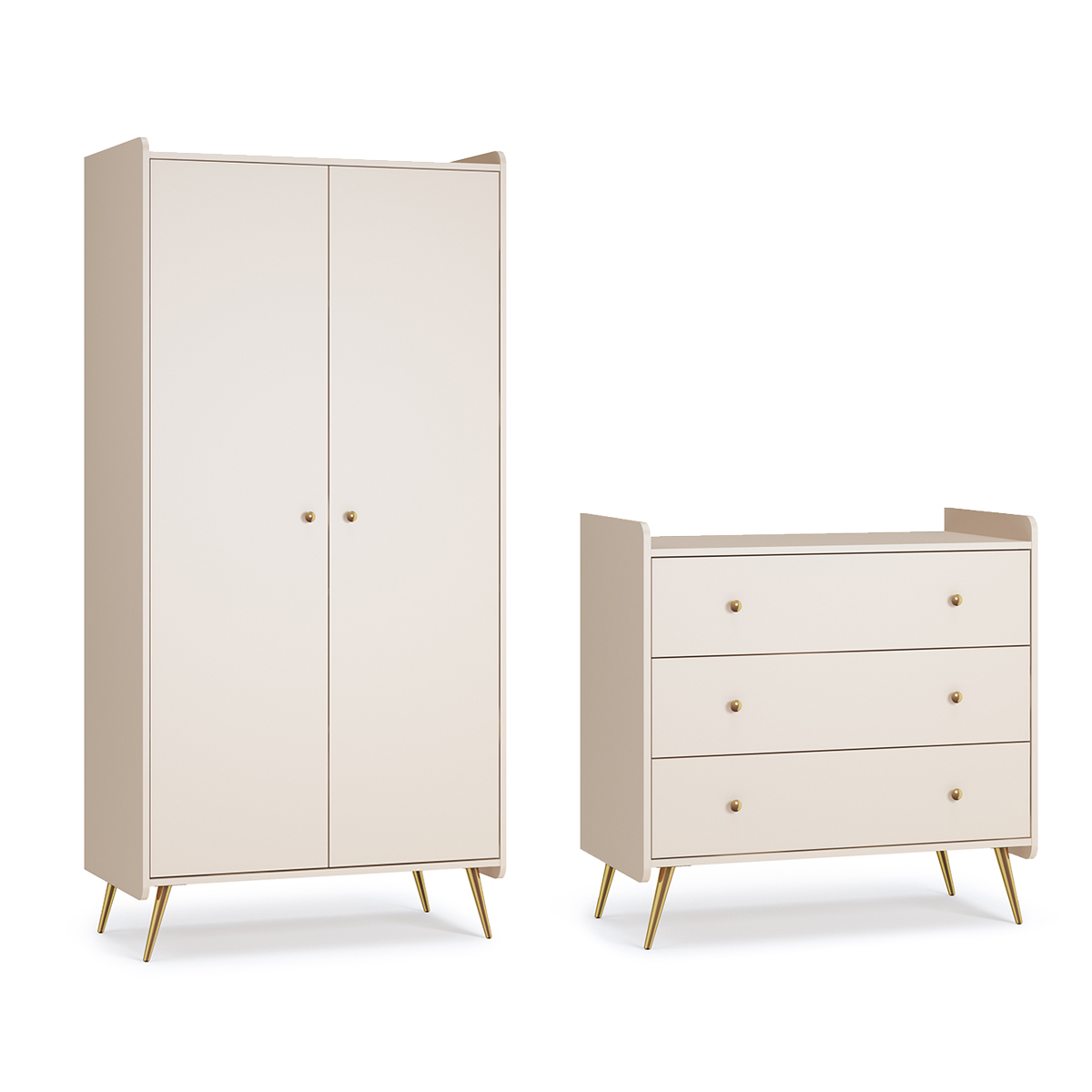 Commode 3 tiroirs et armoire 2 portes Vox Lunea Cachemire