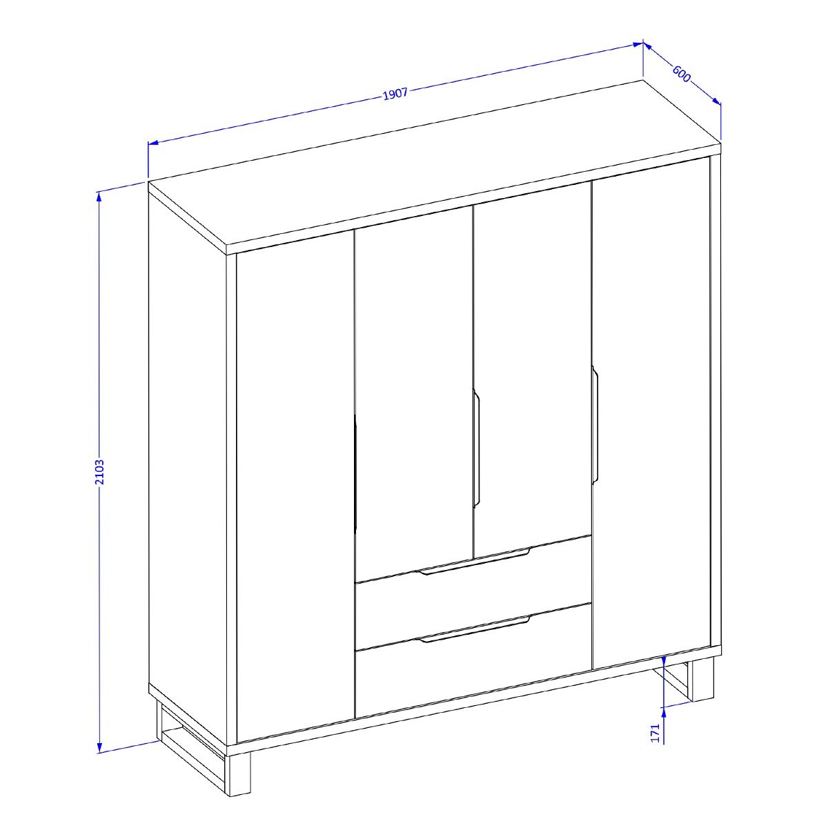 Hvt_Eden_bois_noir_armoire_4portes_dimensions_1