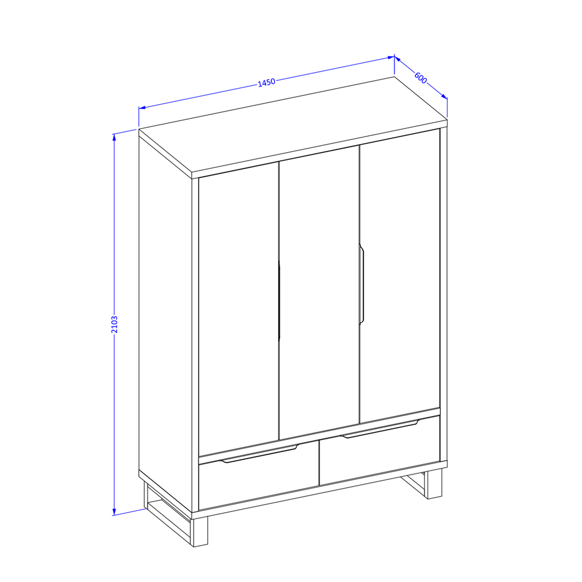 Hvt_Eden_bois_noir_armoire_3portes_dimensions_1